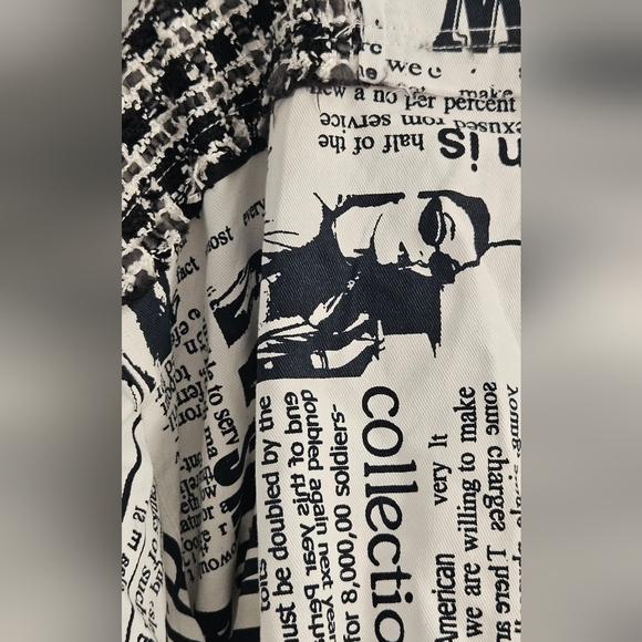 Y2K Truth NYC Black & White Chic Newspaper Print Long Sleeve Patchwork Jacket - Picture 13 of 16